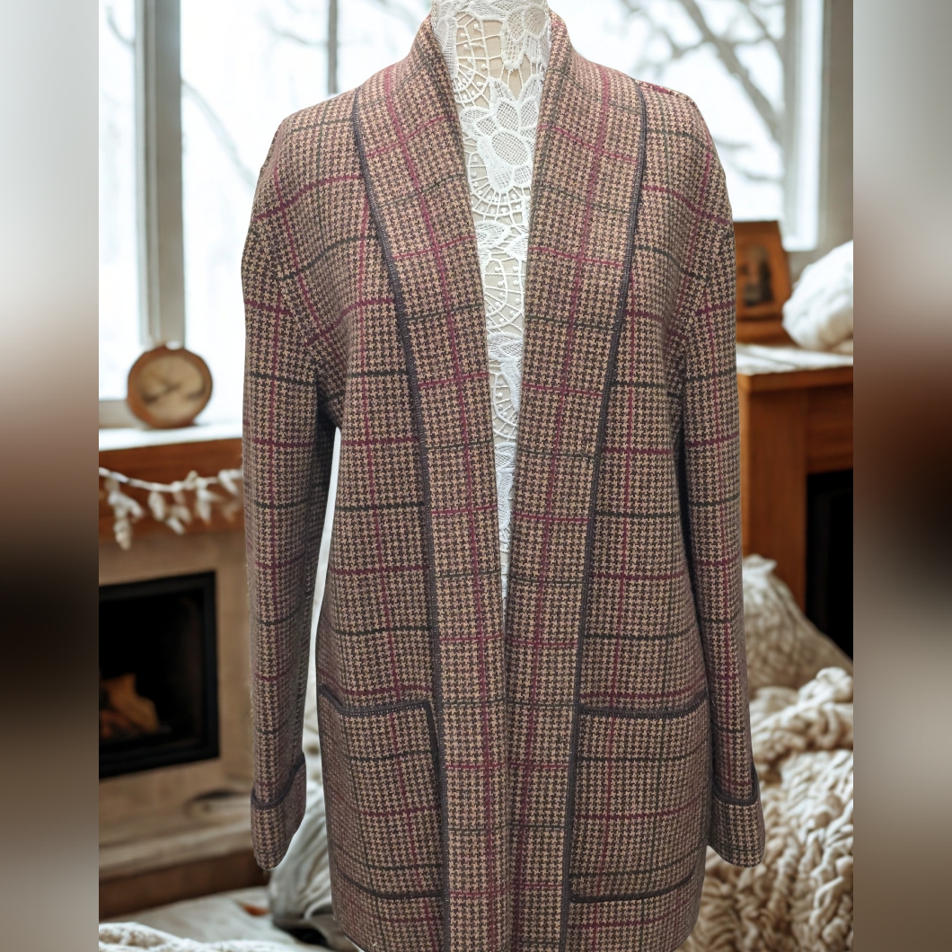Lauren Ralph Lauren 100% Lambswool Open Front Long Sweater Cardigan Sz L